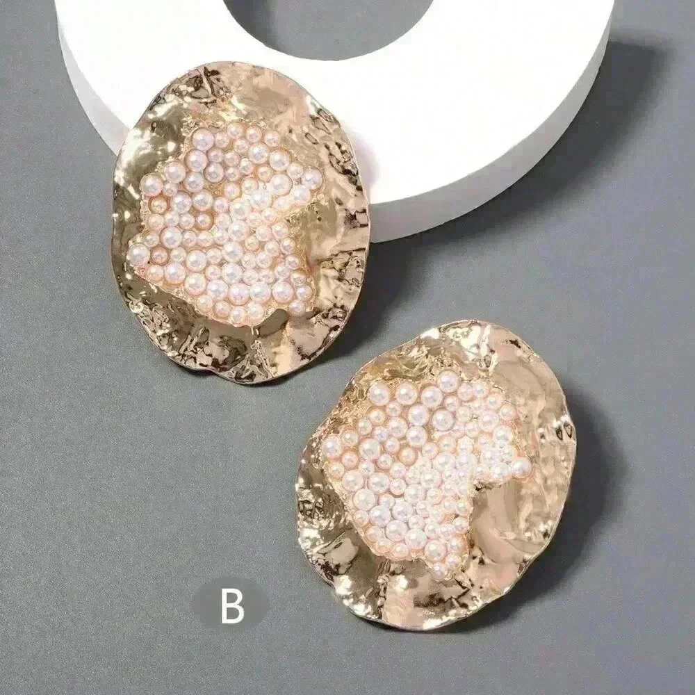 Multicolor Women's Random Color Rhinestone Decor Textured Stud Earring - Picture 6 of 7